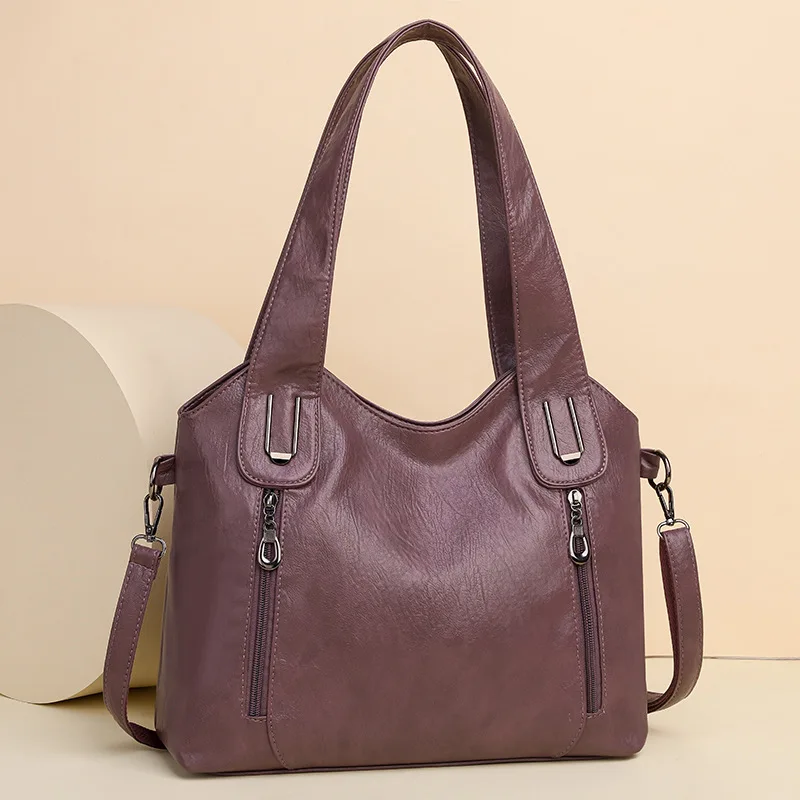 (794-roxo) Bolsa Feminina De Grande Capacidade, Luxuosa E De Alta Qualidade, Com Opção De Alça Transversal.