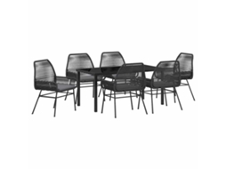 Conjunto Jantar para Jardim com Almofada 7 Peças Marrom Vime Pe MAISON EXCLUSIVE