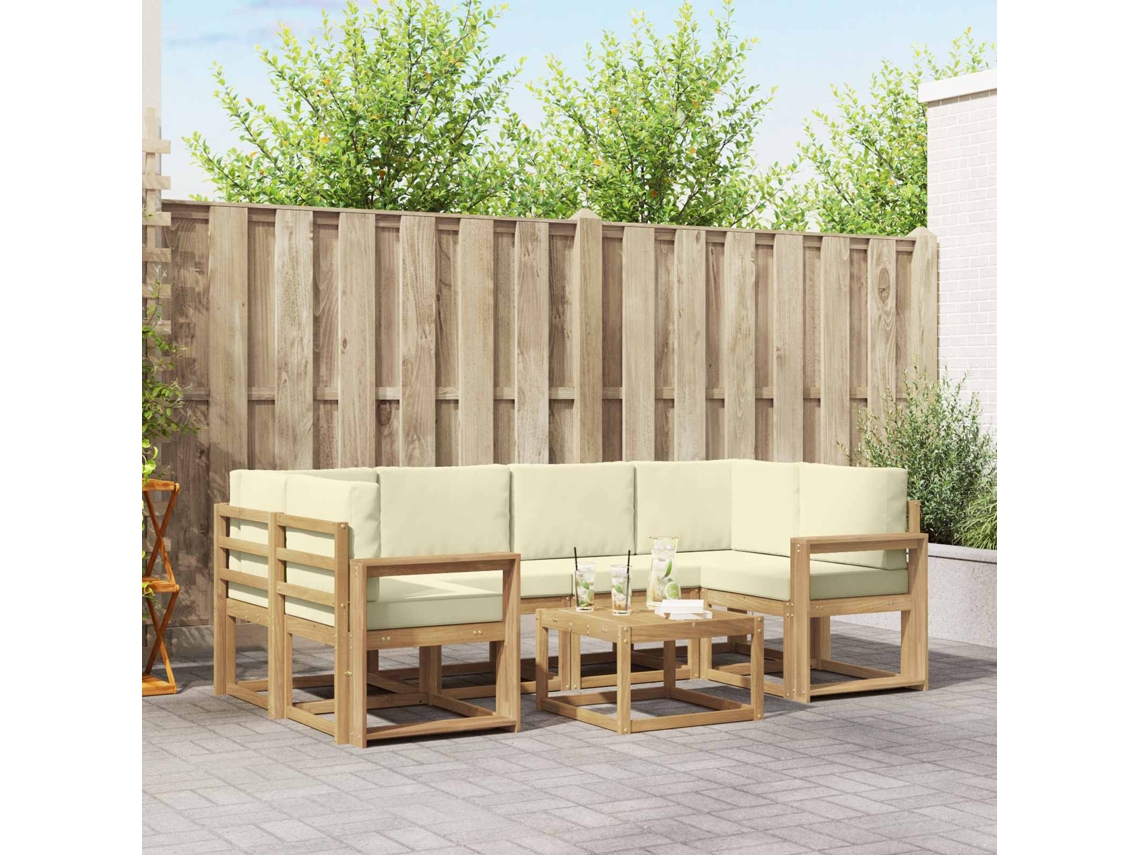 Vidaxl Conjunto De Sofás Para Exterior 7 Unid. Branco E Creme