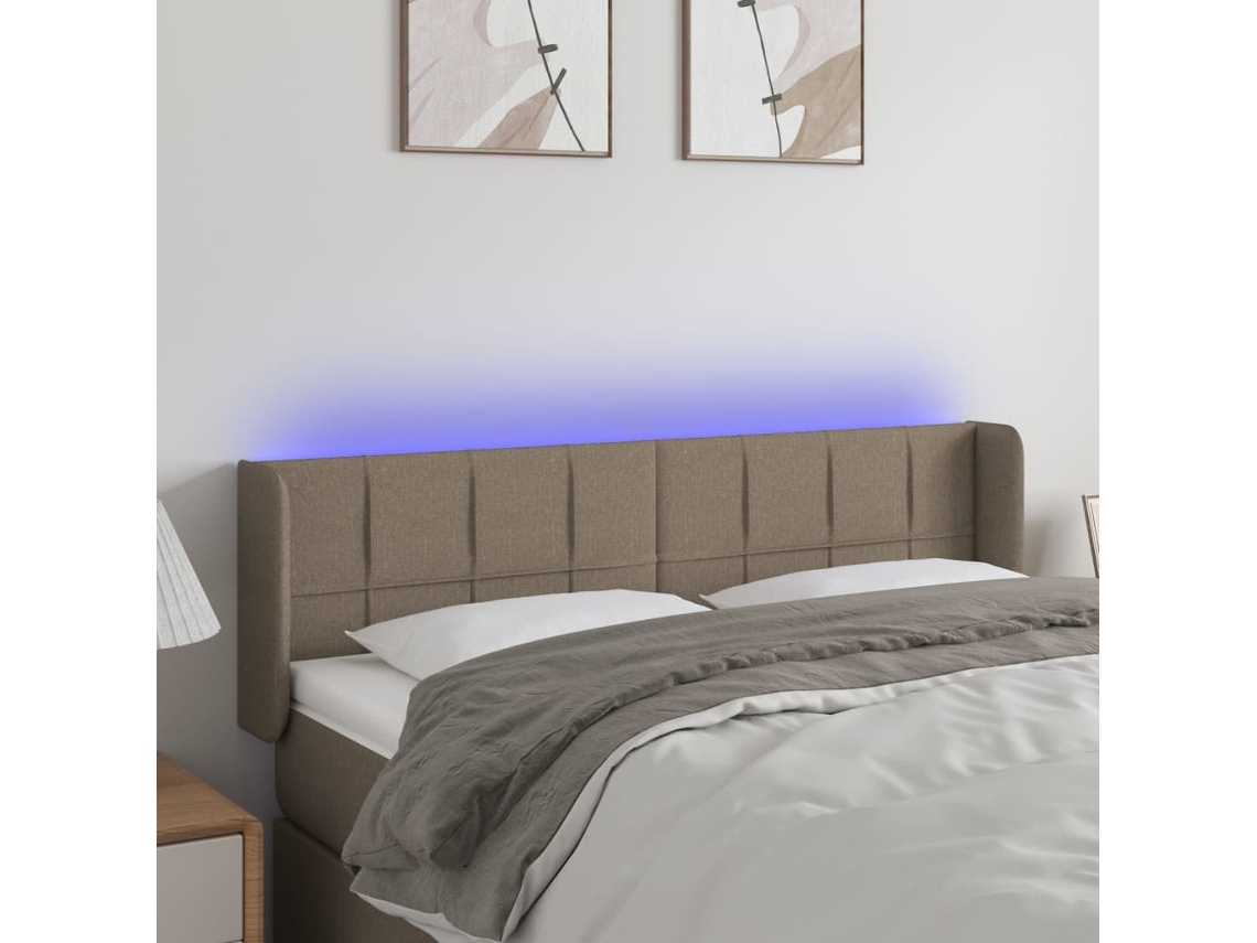 Cabecero con luces LED 147x16x78/88cm Gris-Marrón