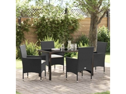 Vidaxl Conjunto De Jantar Para Jardim 5 Unid. Preto Vime Pe