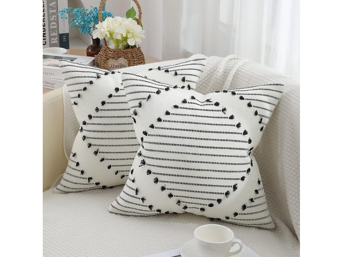 Capas de Almofada Azul Marinho e Branco Creme 20x20, Conjunto de 2 Nova Line