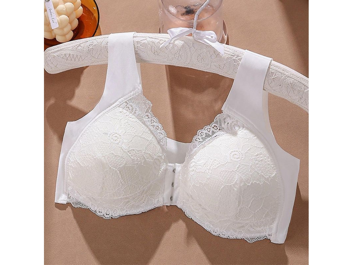 Sutiã Feminino de Alcinha com Fecho na Frente, Tecido de Seda de Gelo Respirável, Ideal para Treinos e Noite Inteira 2 Peças Branco