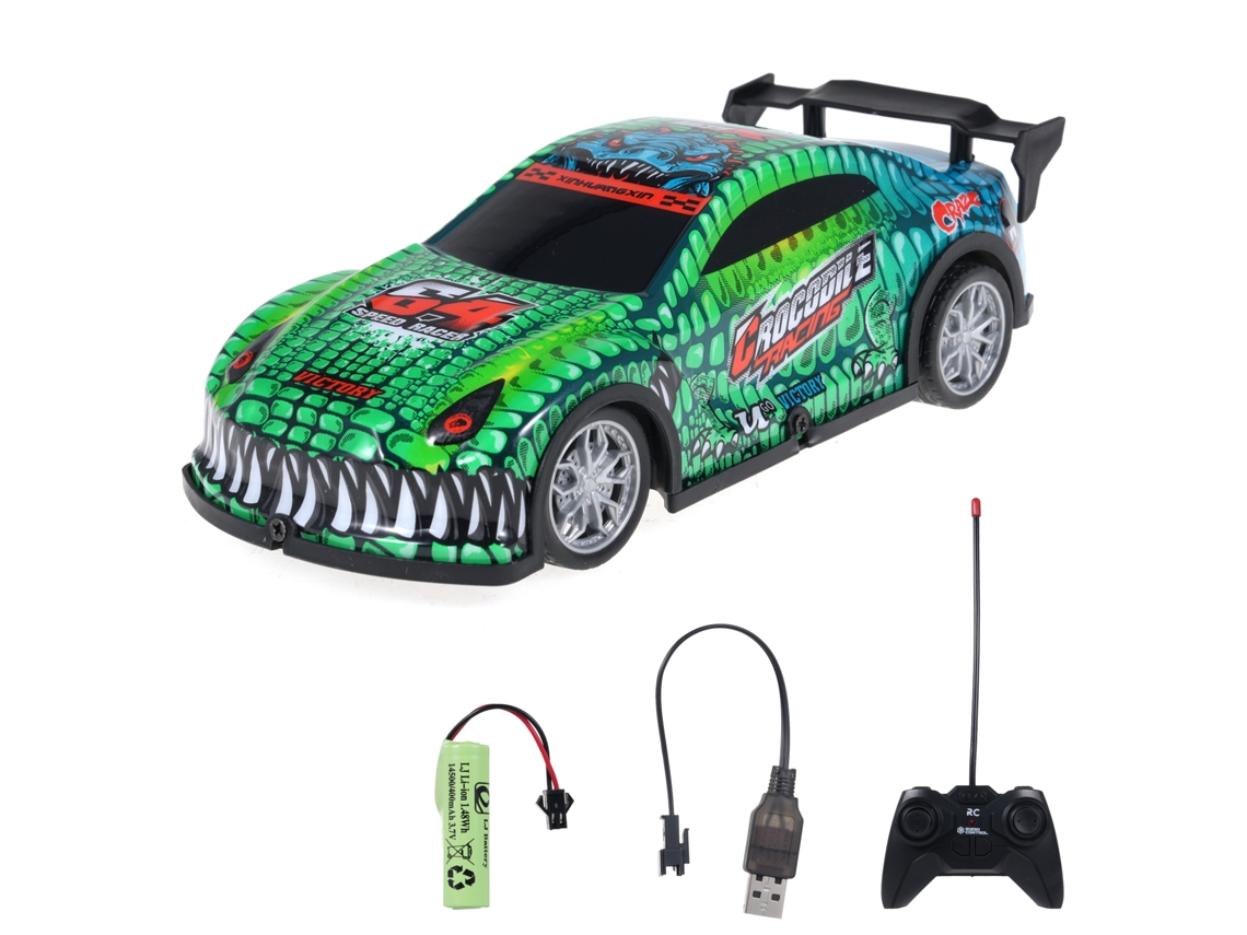 Carro De Controle Remoto Escala 1:22, Veículo De Corrida Elétrico Com Luzes, Presente Para Adultos E Crianças, Verde