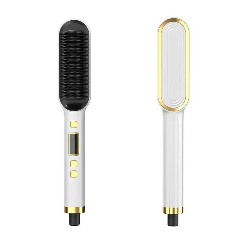 Prancha De Cabelo Termostática (lcd Branca), 5 Configurações De Temperatura, Aquecimento Rápido.
