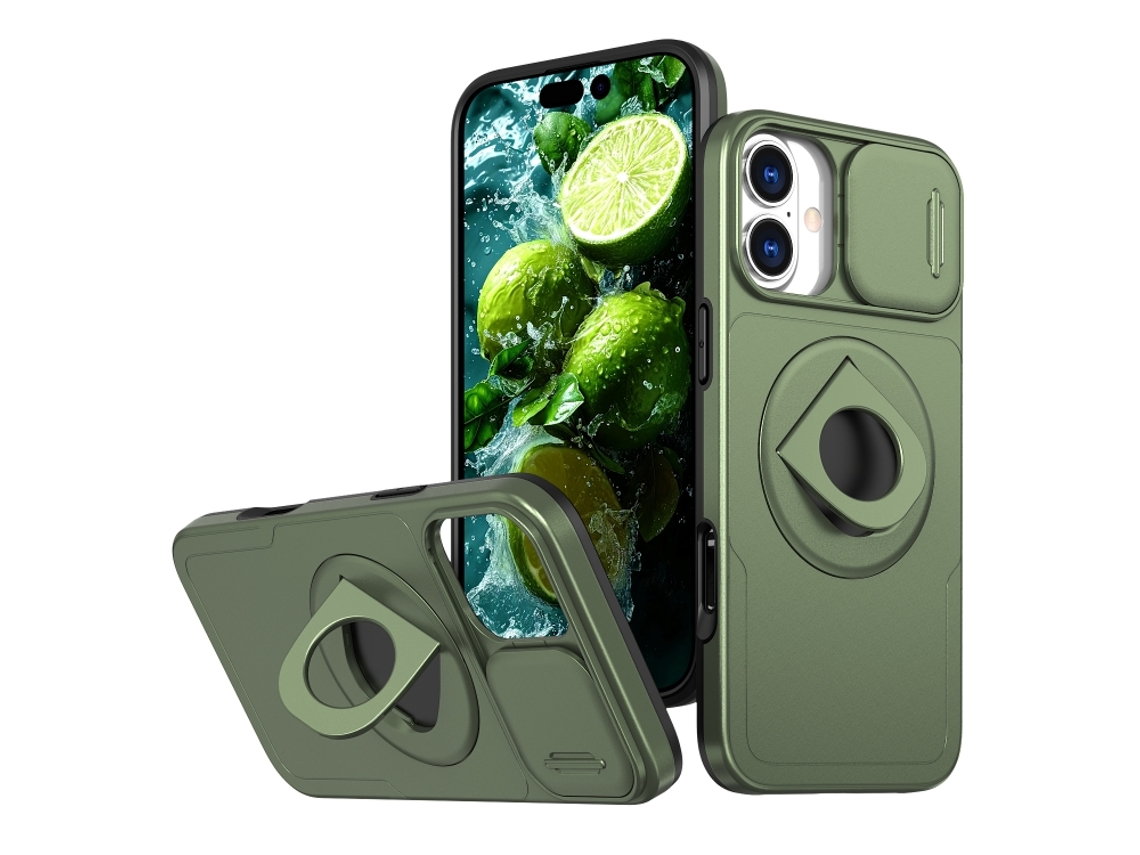 Capa Zruxe Compativel Com Iphone 16 (camshield - Magsafe - Ring Holder - Armor -verde Oliva)