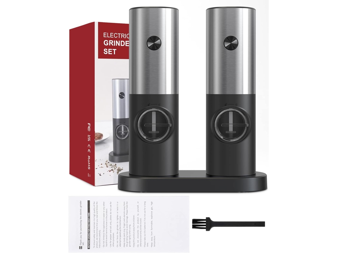 Conjunto De Moedor De Pimenta Elétrico, Moedor De Pimenta Preta Com Base E Espessura Ajustável Para Restaurante De Churrasco Brilvibera