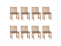 Vidaxl Cadeiras De Jardim 8 Pcs C/ Almofadões Madeira De Teca Maciça