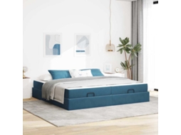 Vidaxl Estrutura De Cama Com Colchão 2 Unid. Azul Veludo