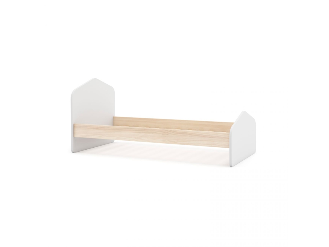 Cama Juvenil Misty Cloud Blanco Mate - Oak 195,4 X 90 X 100 Cm