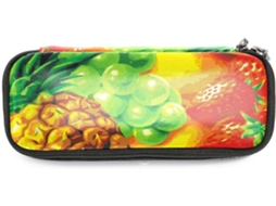 Estojo grande para lápis com estampa de frutas, ideal para guardar marcadores, organizar e guardar maquiagem.