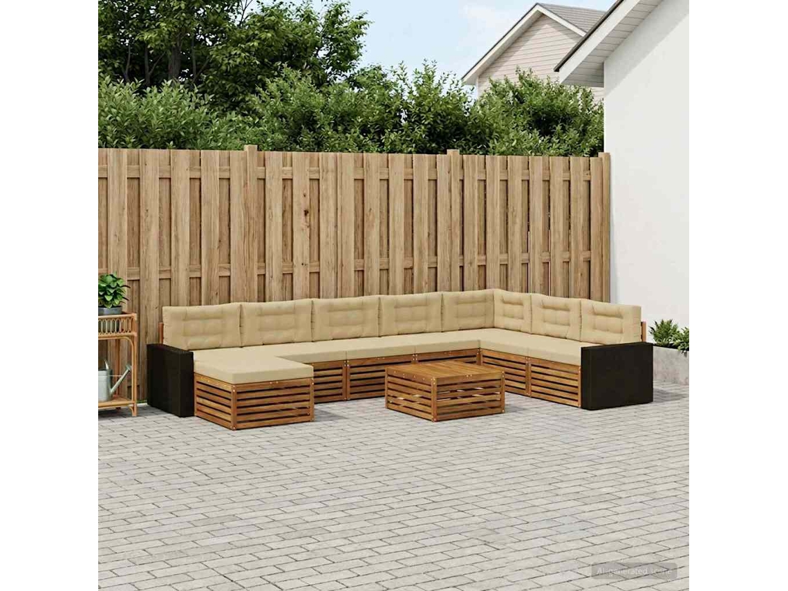Vidaxl Conjunto De Sofás Para Exterior 9 Unid. Natural E Bege