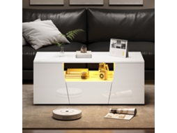 Mesa De Centro De 100*50*40cm, Com Luz Led, 2 Armários E 1 Gaveta.