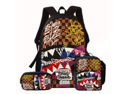 Mochila De Estudante Panoona Tubarão Camuflado Conjunto 3 Peças 17 Pol Crianças Adolescentes Estilo 27