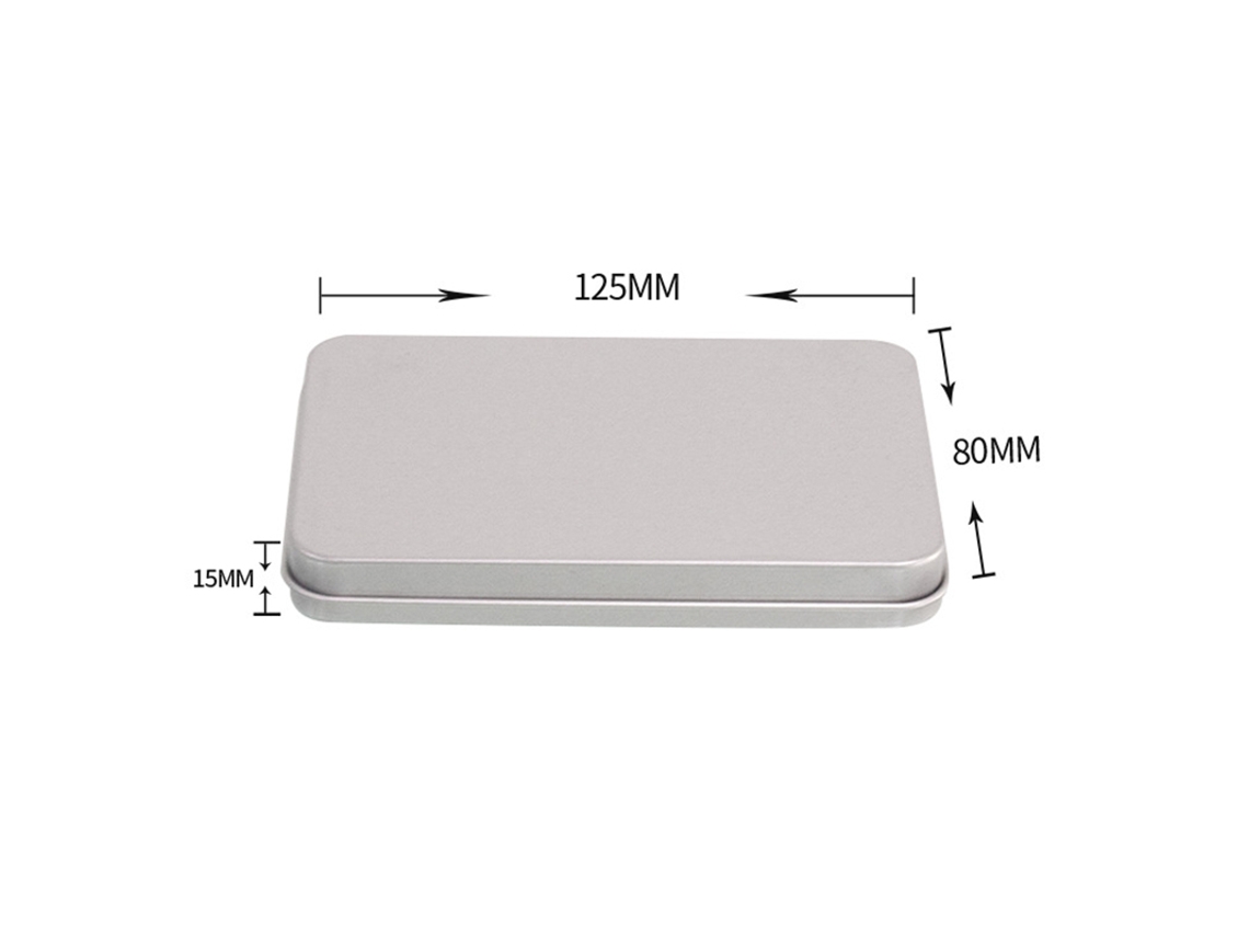 Caixa Retangular De Lata Prata Inf (12,5x8x1,5cm)
