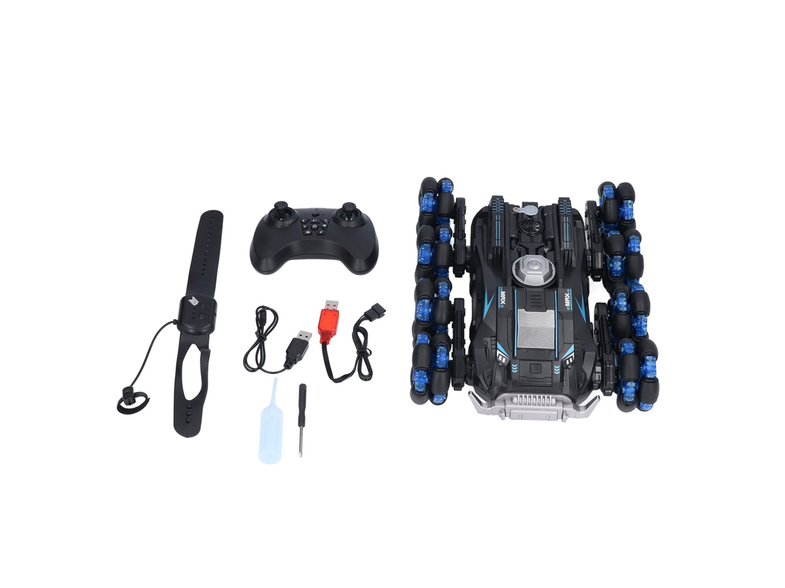Ats carro de Controle Remoto com Sensor de Movimento para Crianças, Carro Acrobático com Luz e Música, Giro 360°, Presente para 8 Anos (azul)