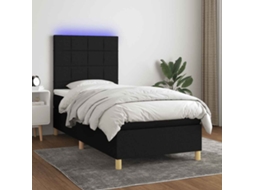 Vidaxl Cama Box Spring C/ Colchão E Led 90x200 Cm Tecido Preto