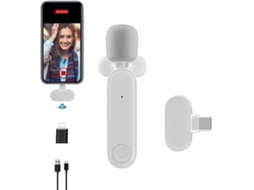 Microfone De Lapela, Mini Para Iphone E Android , Gravação Vídeo Móvel, Youtube Facebook Live (branco) Aquaforge (tipo C)