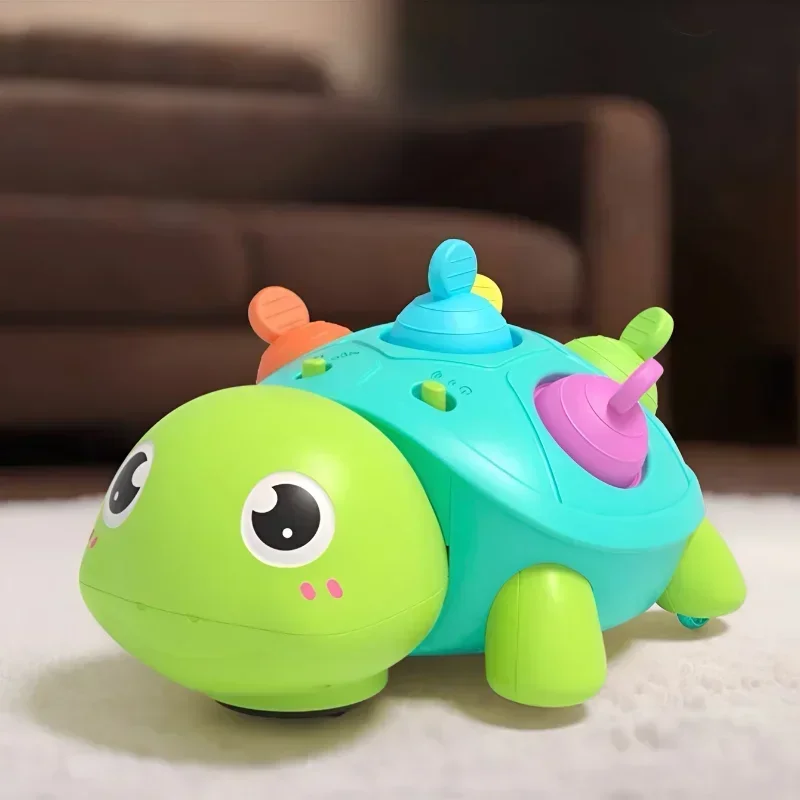 Tartaruga Bebê de Brinquedo para Engatinhar com Luzes, Brinquedo Interativo para o Desenvolvimento de Crianças Pequenas. MDUG