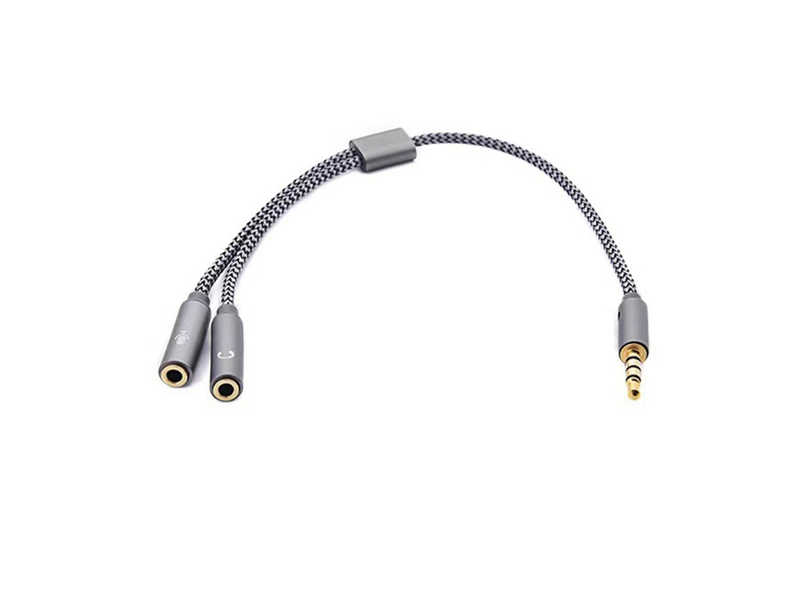 2026zentro-divisor De Fone De Ouvido 3.5mm 2 Em 1 Macho Para Fêmea Tricotado De Nylon Prata Cinza Para Celular Laptop Tablet