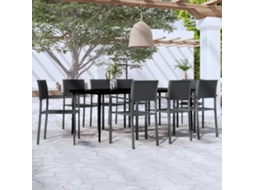 Vidaxl 9 Pcs Conjunto De Jantar Para Jardim Preto