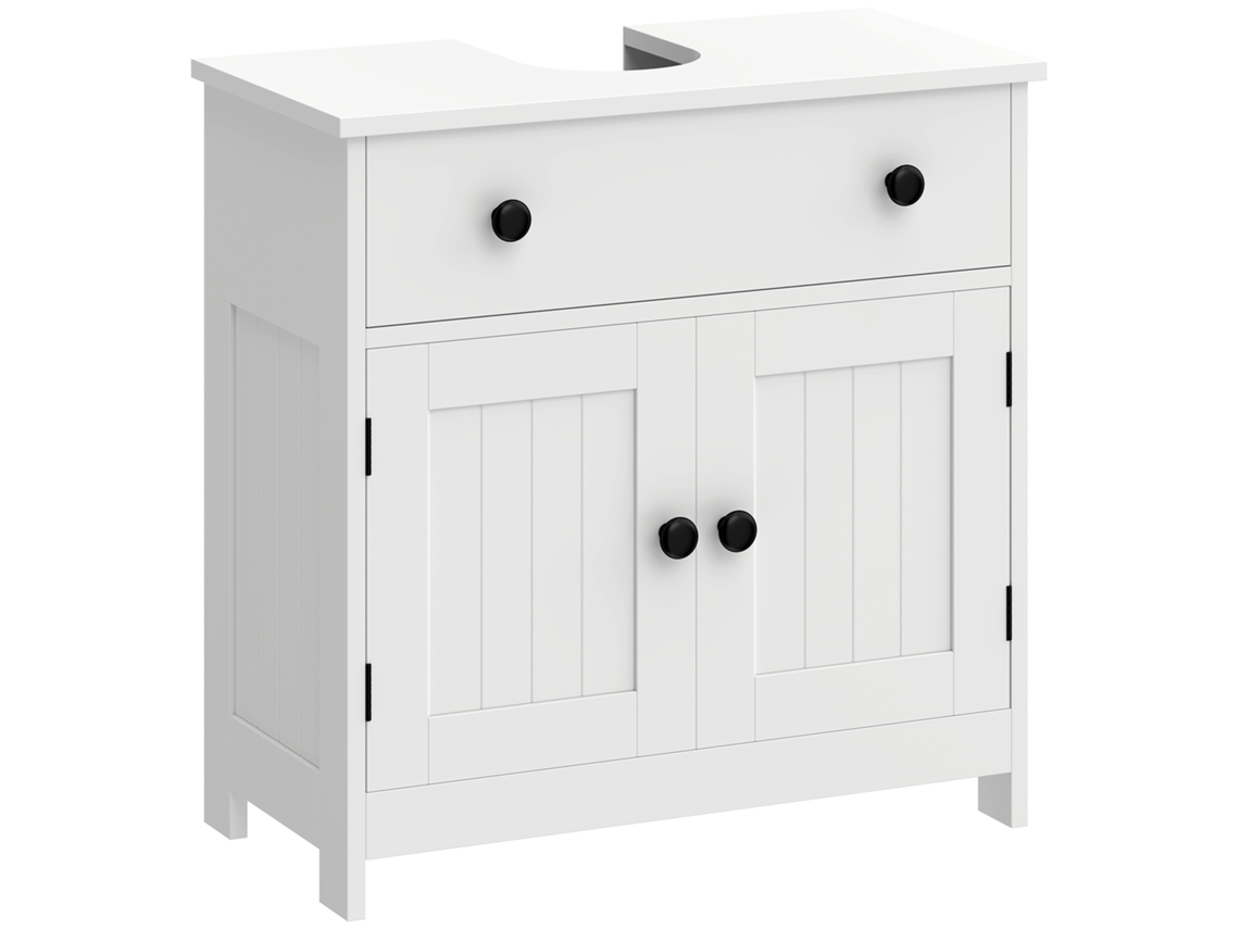 Móvel Lavatório Moderno Autoportante C/ Fecho Suave, Gaveta E 2 Portas, Branco