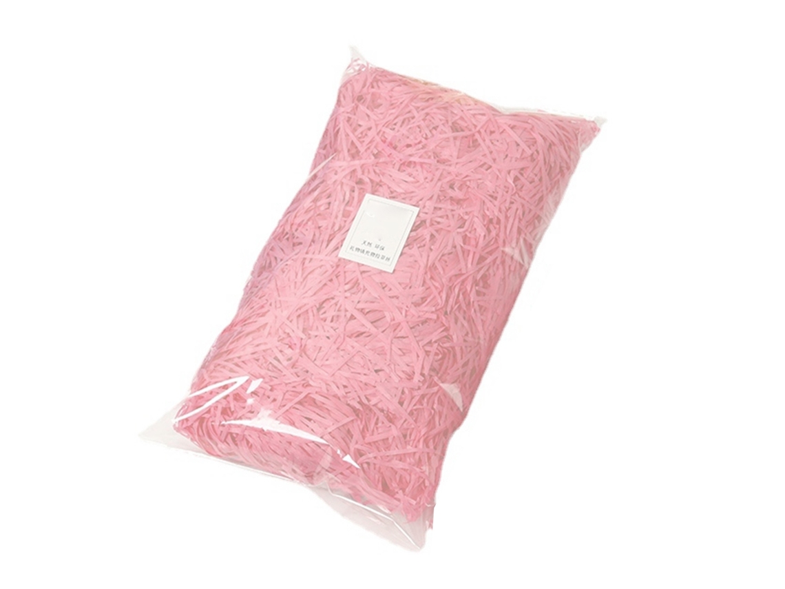 Preenchimento Raffia Rosa Claro 100g para Presentes Papel Rasgado