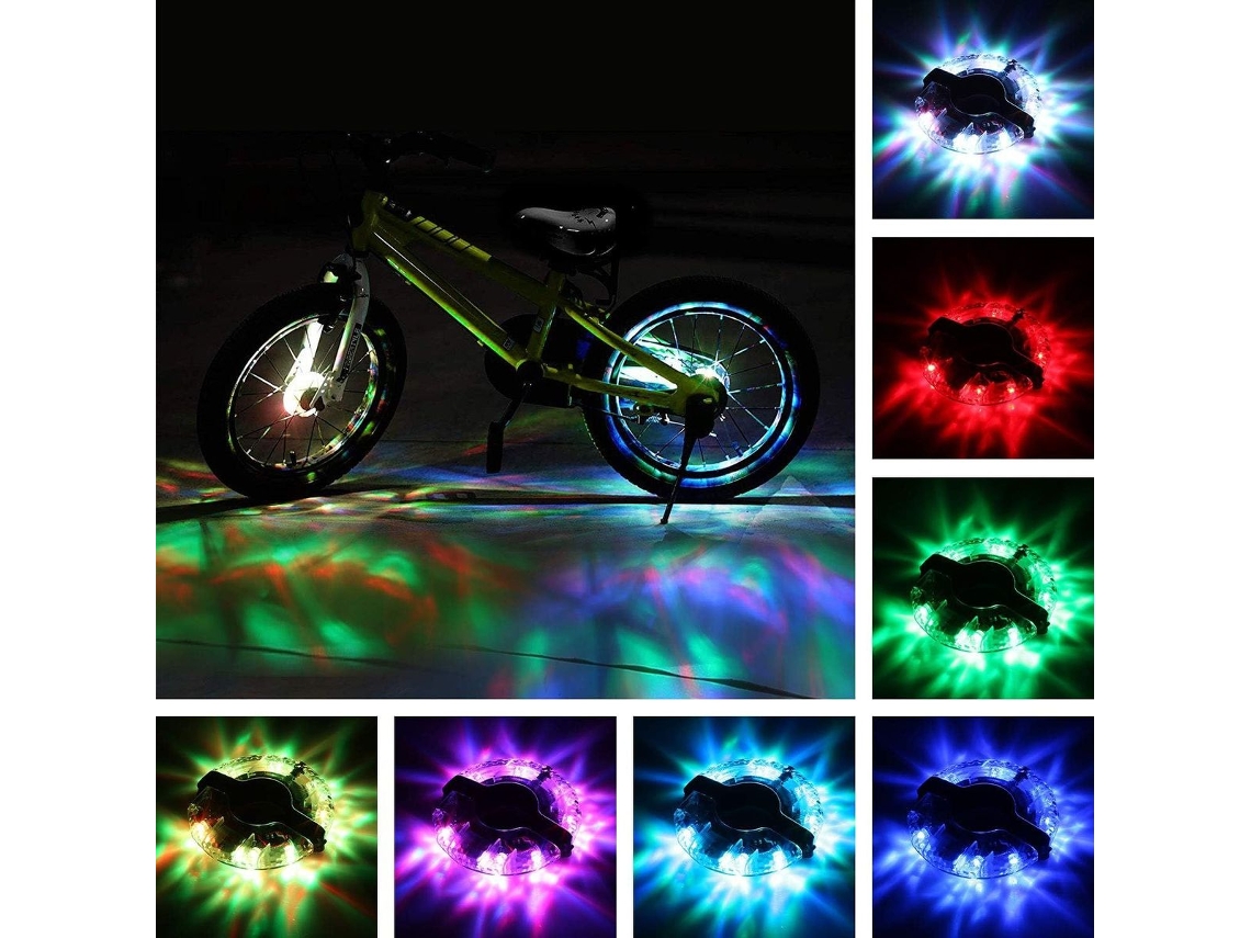 Luzes De Cubo De Bicicleta Recarregáveis, À Prova D'água, Com Leds Para Raios, 7 Cores, Klb