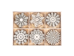 24 Colgantes De Nieve De Madera Para Árbol De Navidad Decoración Navideña Interior Exterior