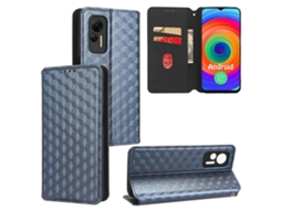 Capa De Celular De Couro Com Textura De Grade Cúbica