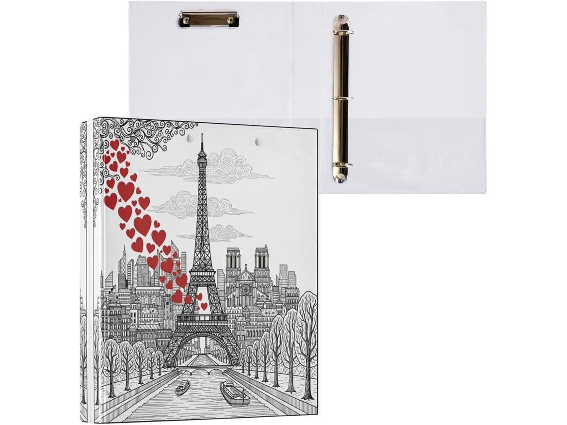 Pasta de 3 Argolas para Papel Tamanho Carta , Organizador Redondas com Prancheta, Suporte Pran (27,9 X 21,6 Cm)
