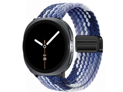 Pulseira de nylon azul degradê com data magnética para Samsung Galaxy Watch8 Classic, pulseira esportiva.