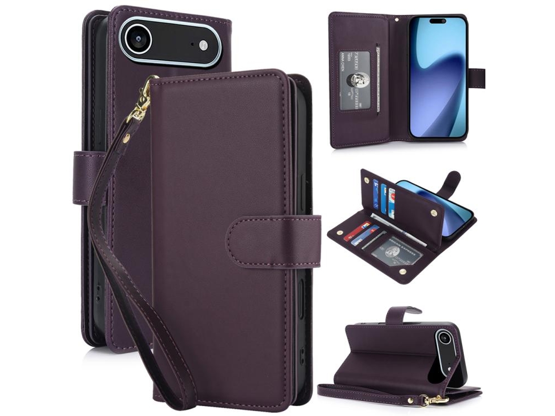 Capa Carteira De Couro Para Iphone Air - Com Rfid - Para Vários Cartões