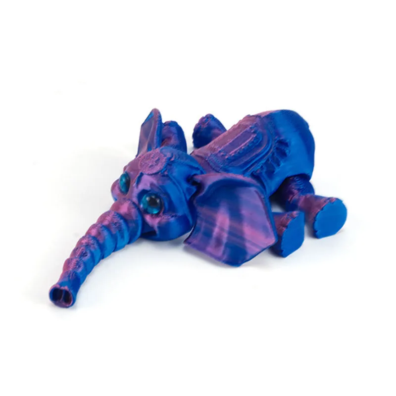 Lindo Brinquedo de Elefante em Forma de Desenho Animado Impresso em 3d com Membros Articulados. MDUG