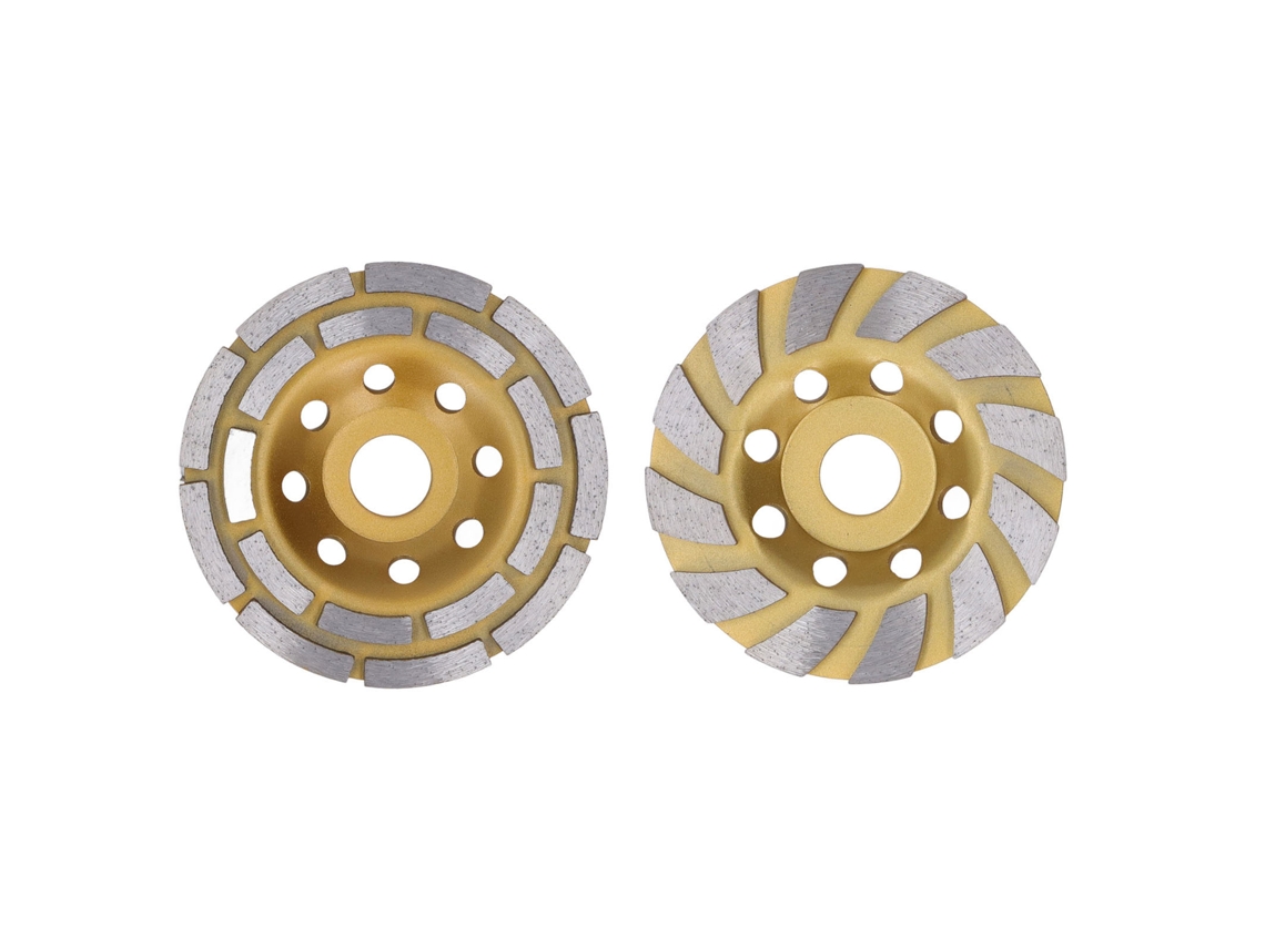 Conjunto de discos de desbaste diamantados de 4,5 polegadas, com segmentos duplos e turbos, sem arruela.