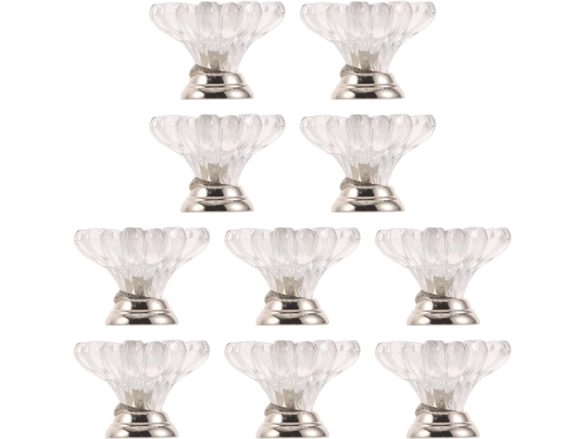 Inoomp Conjunto De 10 Puxadores Acrílico Transparente Para Móveis, Com Furo, Fáceis De Montar, Textura Transparente E