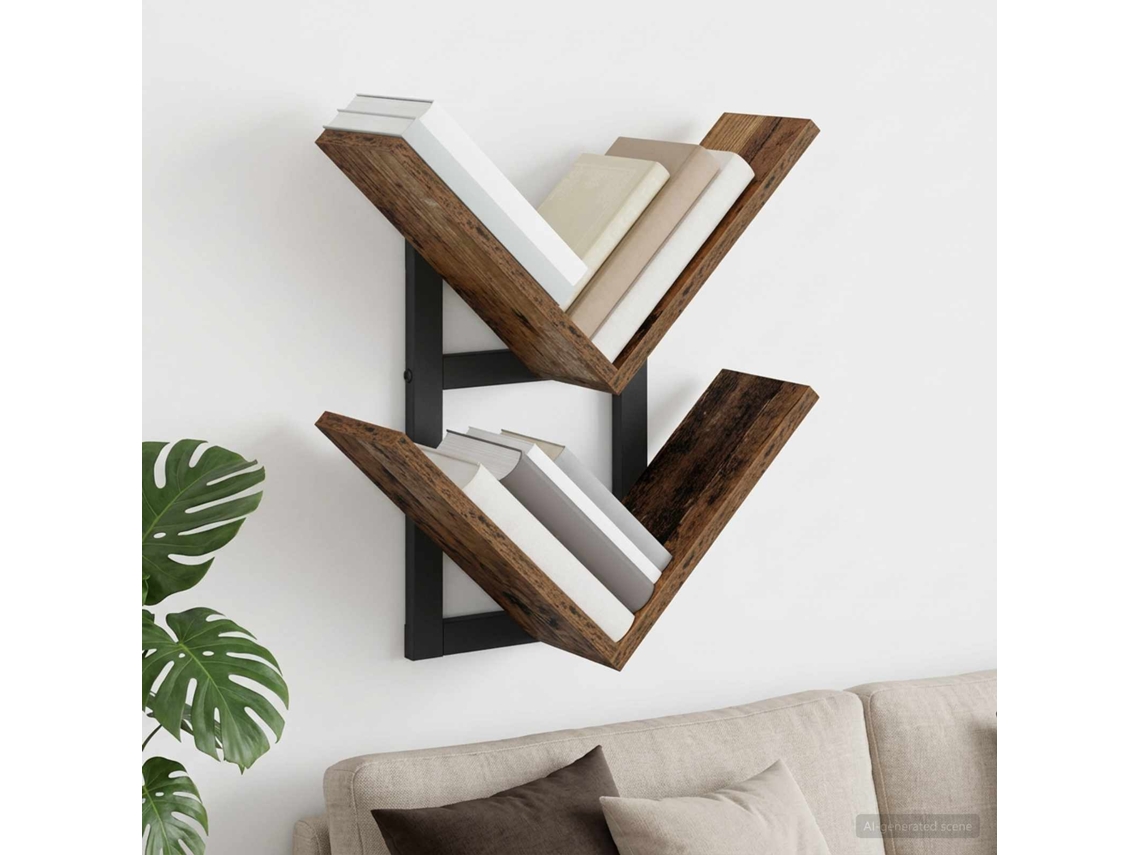 Vidaxl Prateleira Flutuante De Parede Madeira Antiga 43 X 15 X 47 Cm