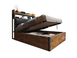 Cama de Solteiro 90x200 com Elevação Hidráulica, Usb e Armazenamento PAPRIKA