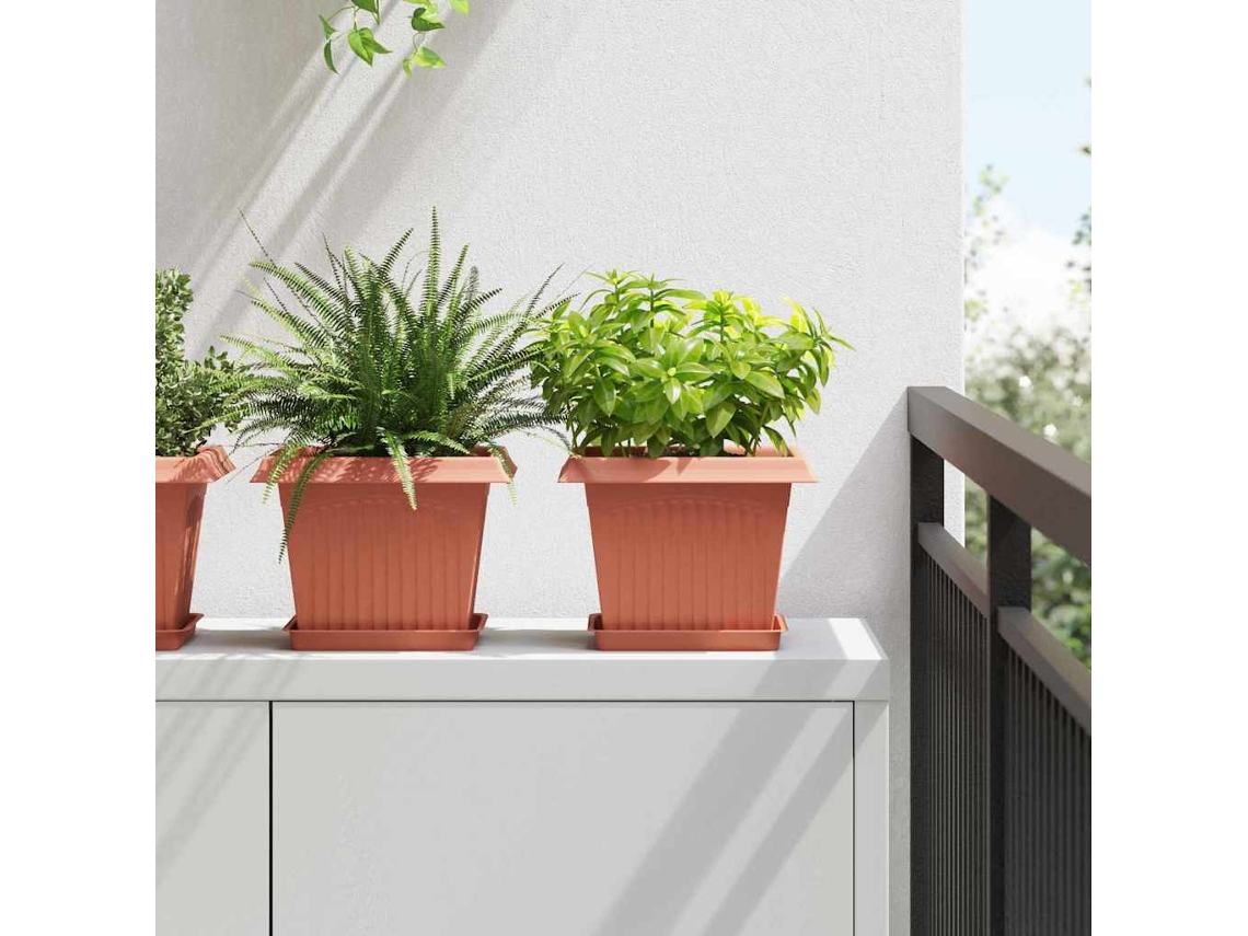 Vidaxl Vasos De Plantas 24 Unid. Vermelho Tijolo Plástico