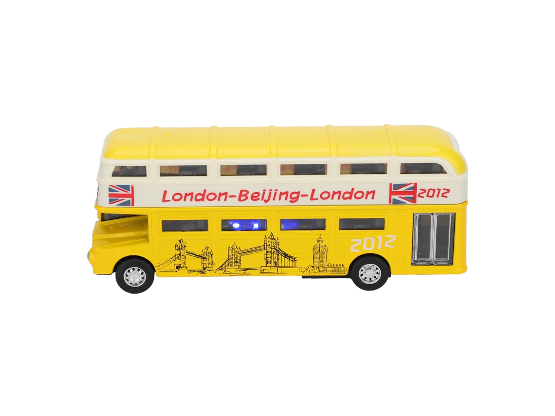 Brinquedo Ônibus De Dois Andares 1:90 Com Luz E Som, Carro De Liga Para Crianças 3 Anos +
