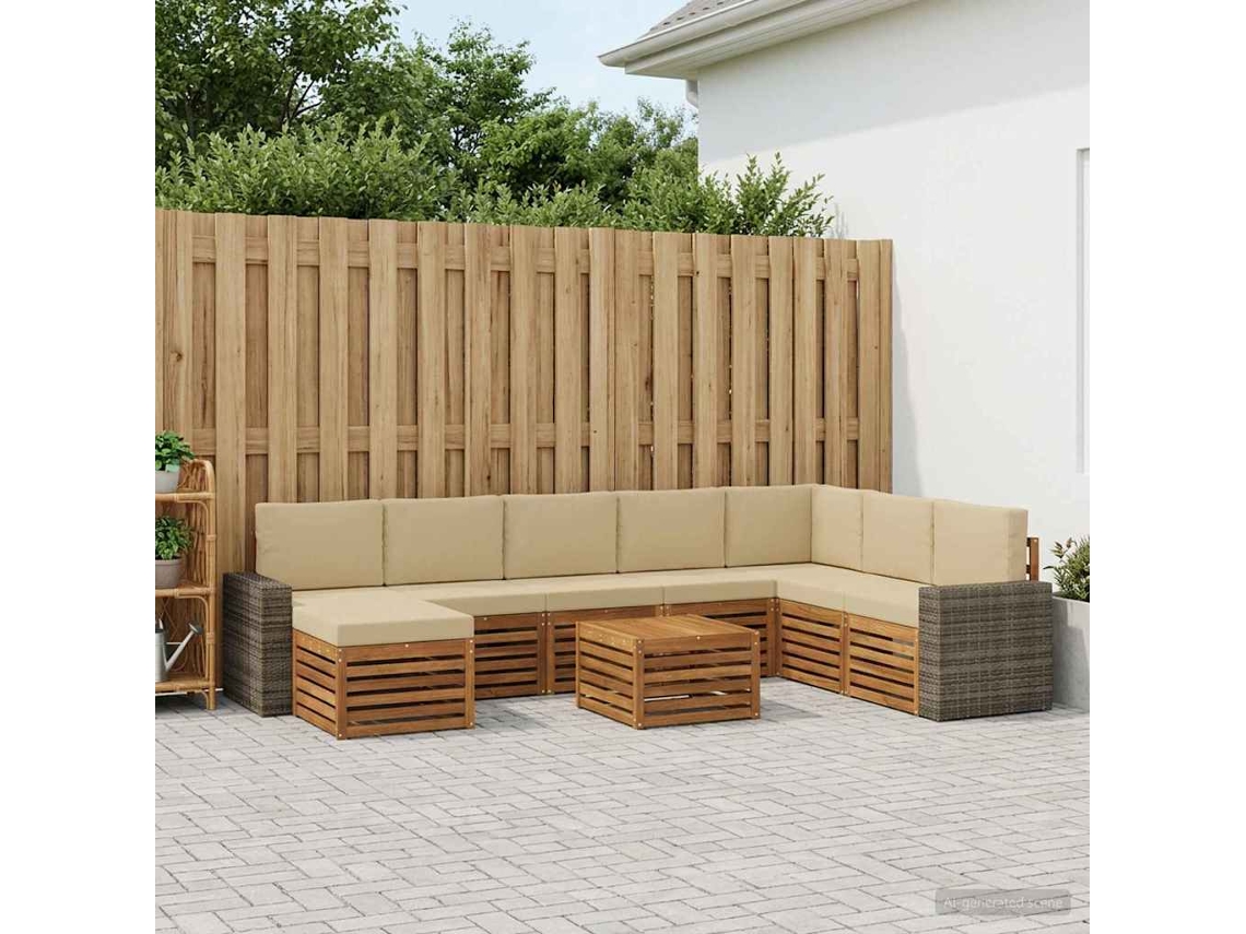 Vidaxl Conjunto De Sofás Para Exterior 9 Pcs Natural E Bege