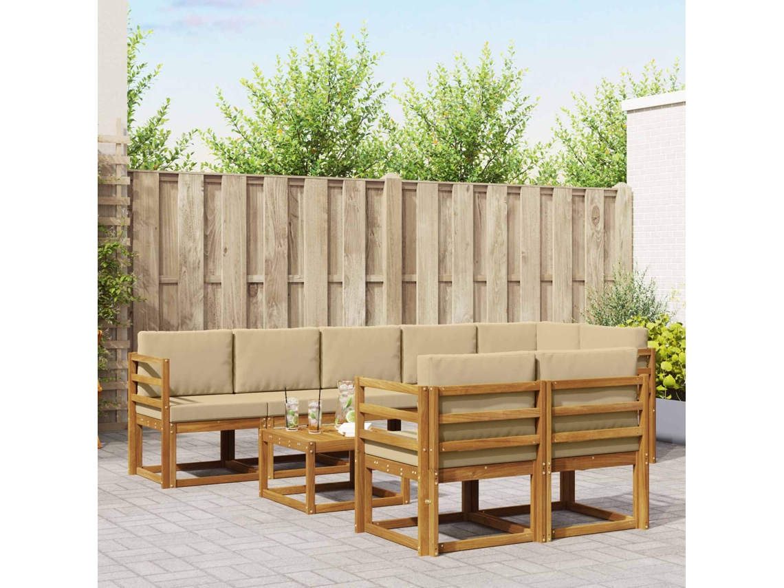 Vidaxl Conjunto De Sofás Para Exterior 9 Pcs Natural E Bege