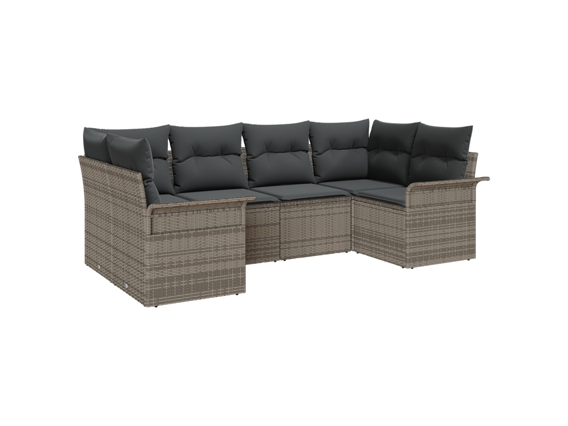 Conjunto 6 Sofá De Jardim Vidaxl Cinzento Vime Pe (234 X 132,5 X 85 Cm)