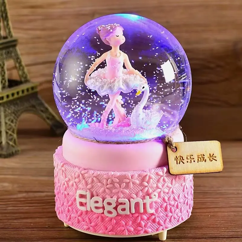 Caixa de Música Bola de Cristal com Bailarina, Presente para o Dia Dos Namorados MDUG (estilo 6)
