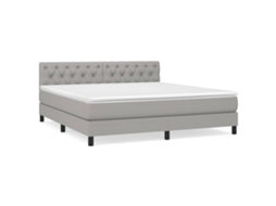 Cama com Molas/Colchão 160x200 Cm em Tecido Cinzento Claro MAISON EXCLUSIVE