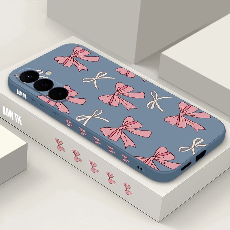 Capa De Celular Macia Com Laço Rosa Para Galaxy S25 Fe (cinza).