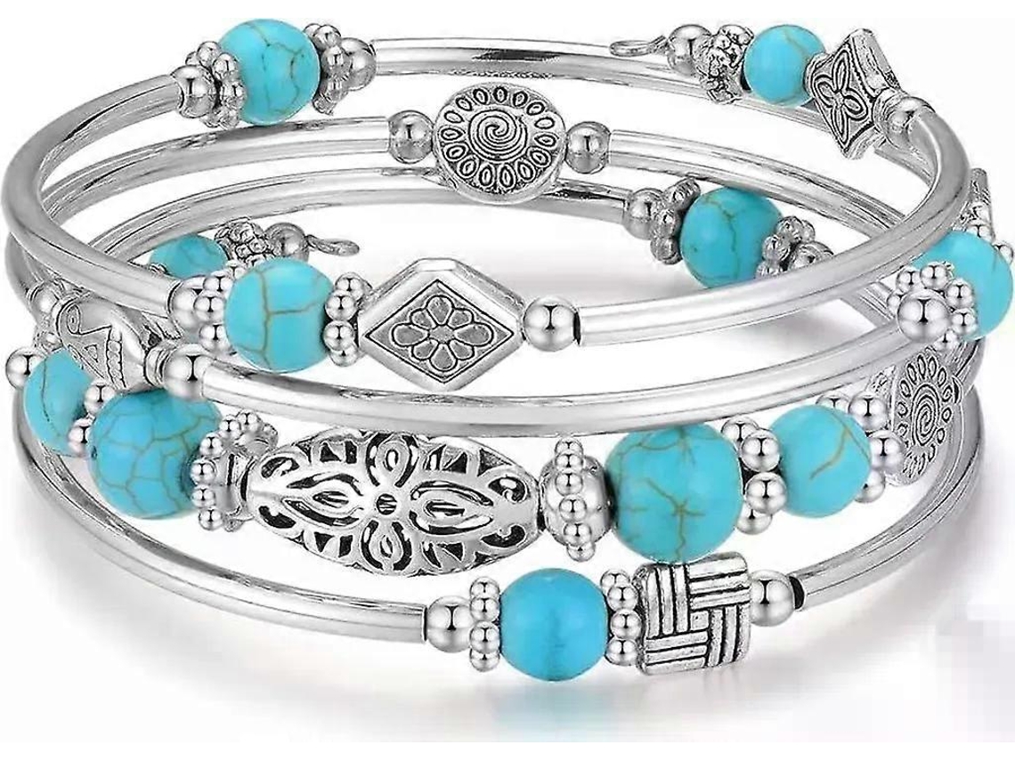 Pulseira De Uma Peça Com Pedras De Ágata Turquesa, Pulseira Rígida, Presente Ideal Para Mulheres, J0555 Nostalgia88
