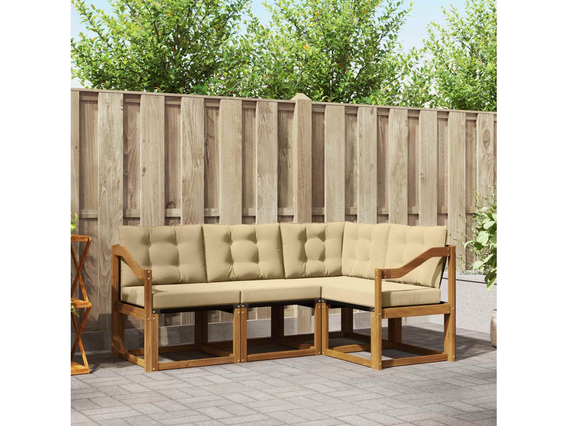 Vidaxl Conjunto De Sofás Para Exterior 4 Pcs Natural E Bege