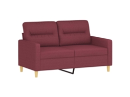 3 Pcs Conjunto de Sofás com Almofadas Tecido Vermelho tinto SYFAX