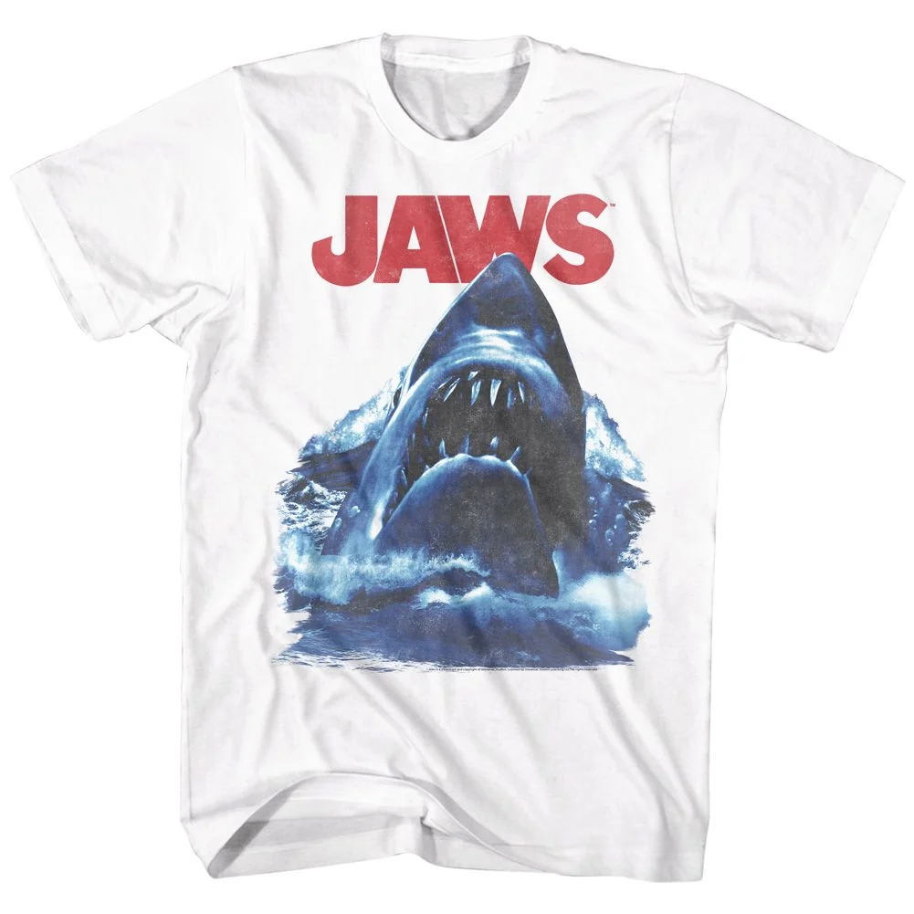 Rockinstone Jaws Movie Bad Waves White Adult T-shirt Size:l